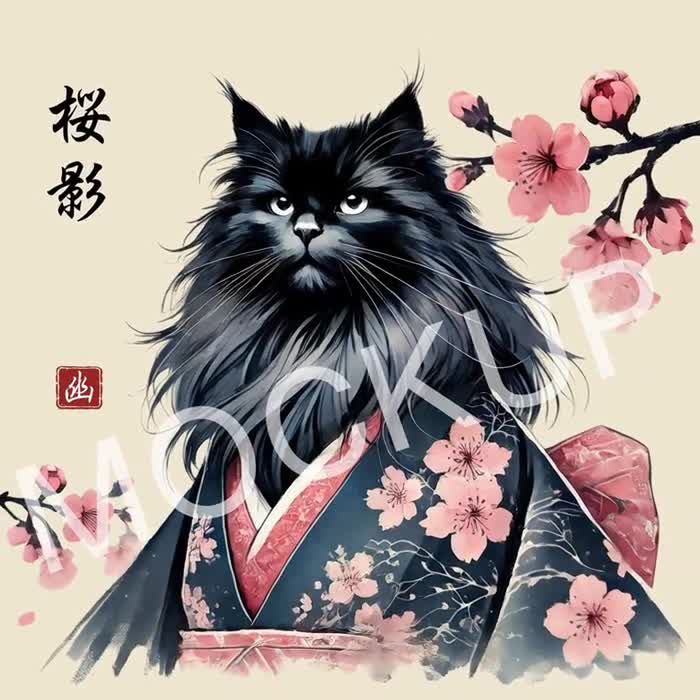 The 桜影 (sakura-kage) – Cherry Blossom Shadow Cat Wall Art - Etsy